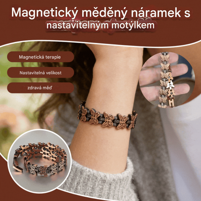 🦋✨ Nastavitelný magnetický měděný náramek s motýlem. Elegantní a pohodlný, vhodný pro všechny příležitosti. 💖 4242950
