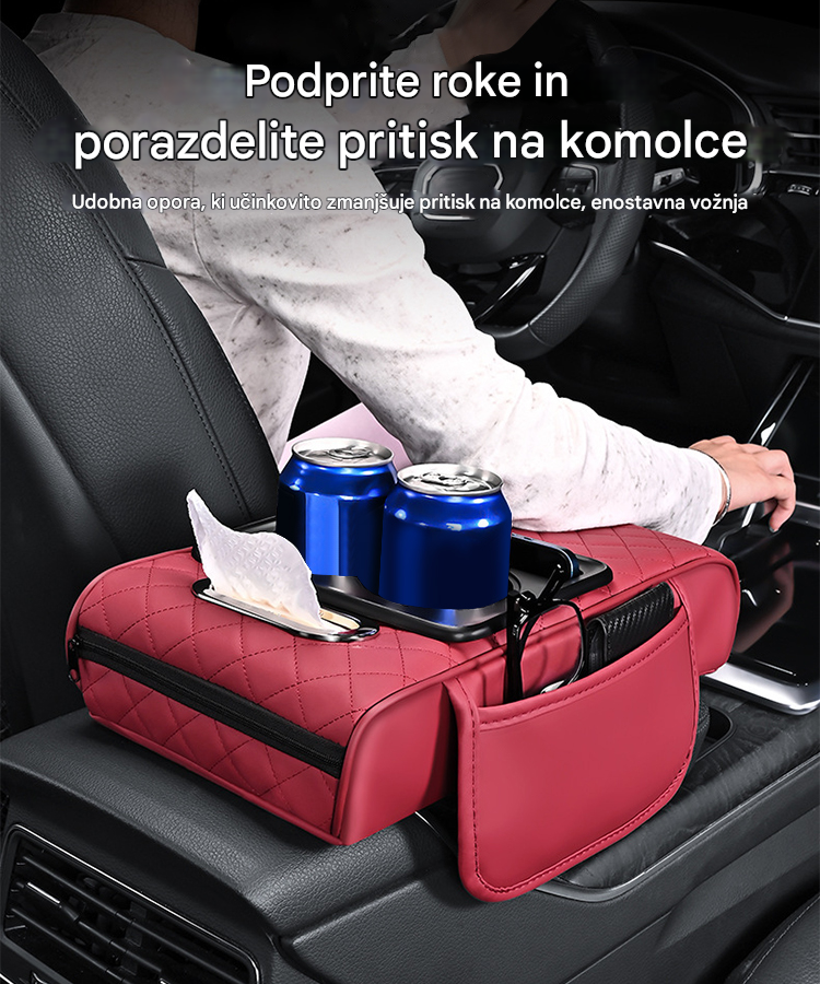 Univerzalna usnjena podloga za roke 4 v 1 ✅ vgrajena škatla za robčke ✅ držalo za skodelico