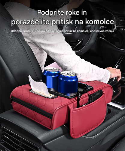 Univerzalna usnjena podloga za roke 4 v 1 ✅ vgrajena škatla za robčke ✅ držalo za skodelico