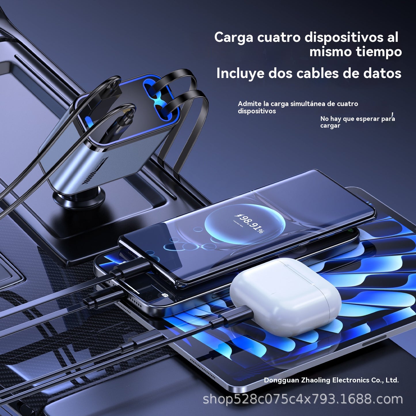⚡✨ Cargador de coche ultrarrápido: dos puertos USB-C retráctiles con luz ambiental Starlight y protección de seguridad inteligente 🚗💫 4223456