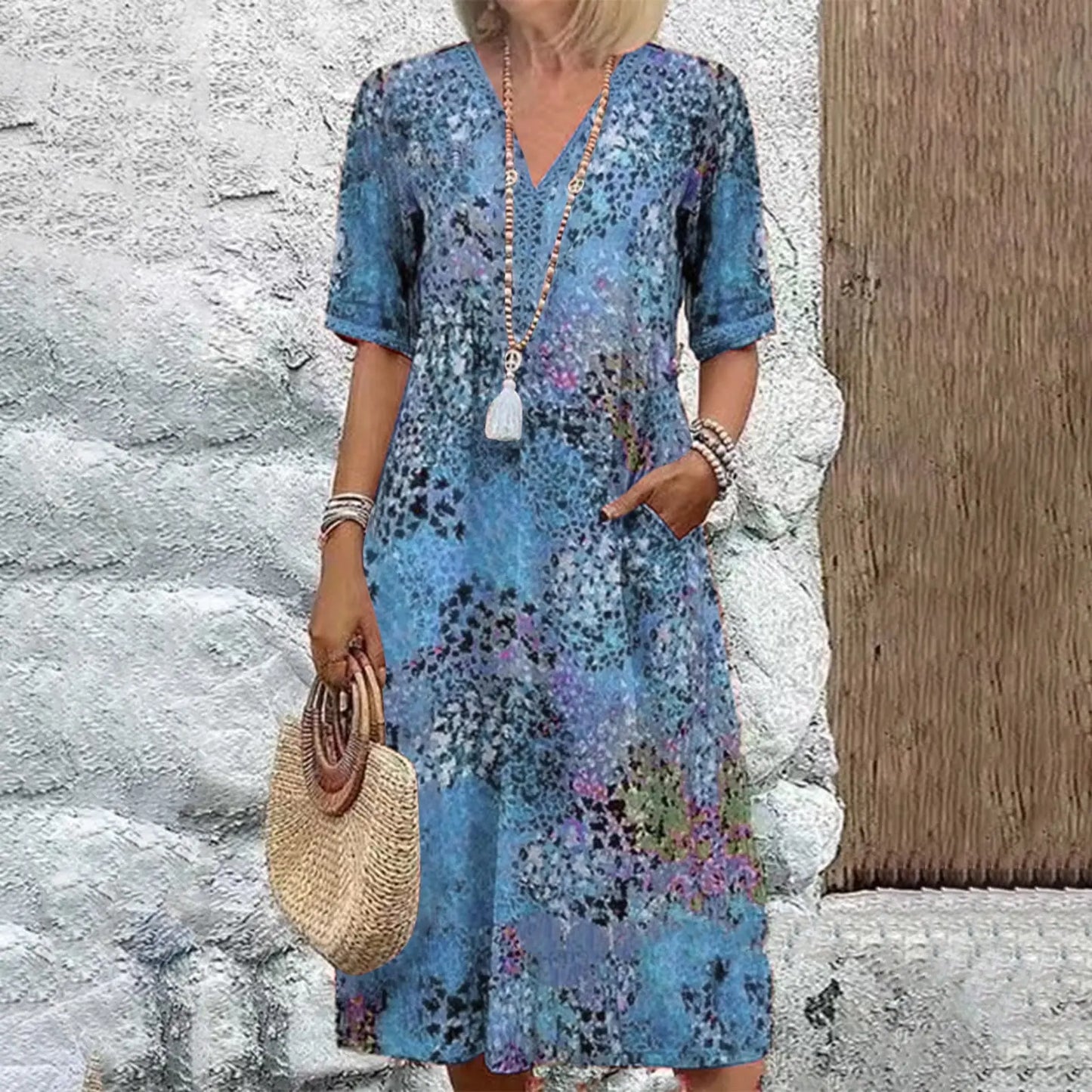 ✨Poslední den – 50% sleva!✨【S–3XL】Lehké a prodyšné šaty s potiskem, přiléhavý střih