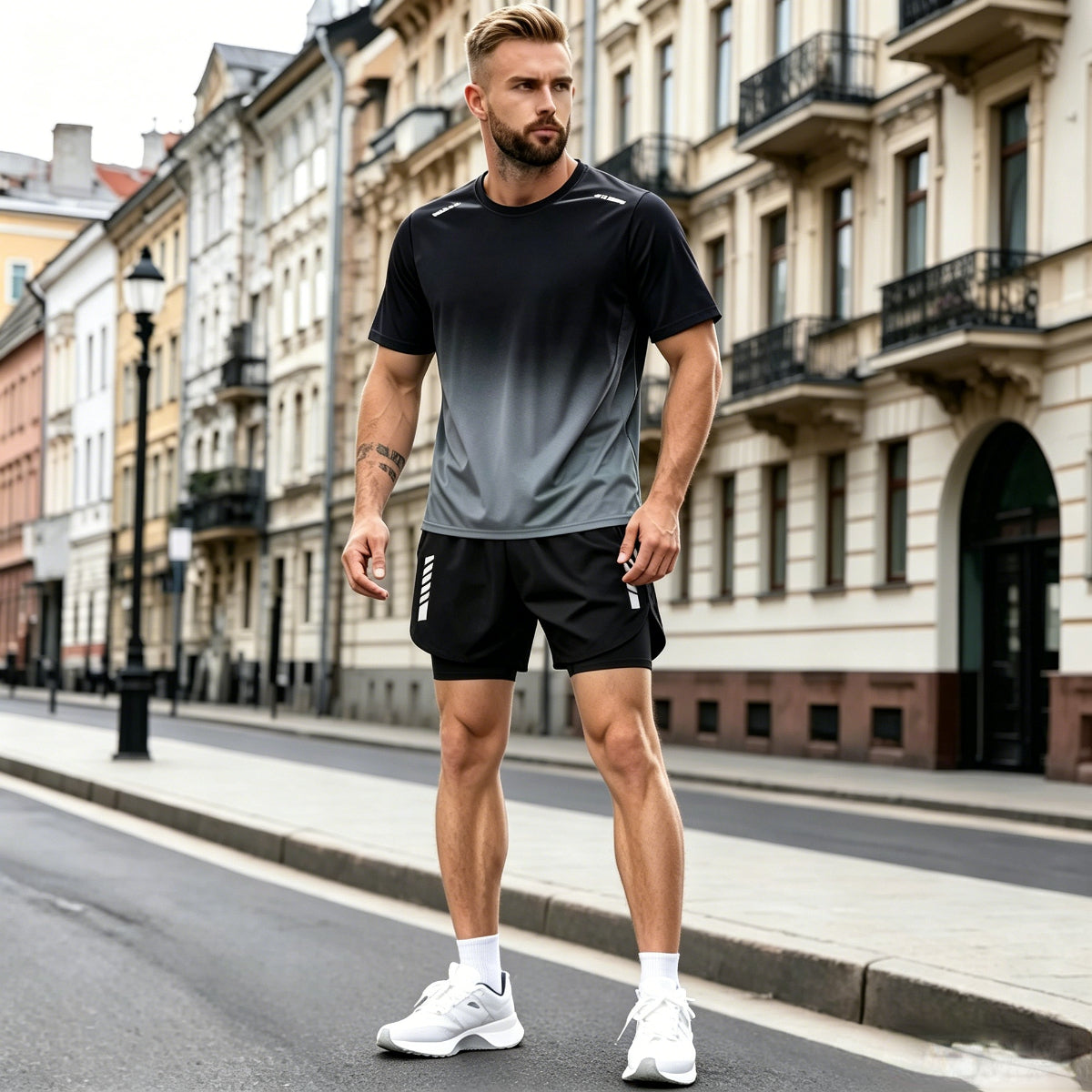 [S-5XL] Nyári futószett - Ice Silk gyorsan száradó rövid ujjú és rövidnadrág