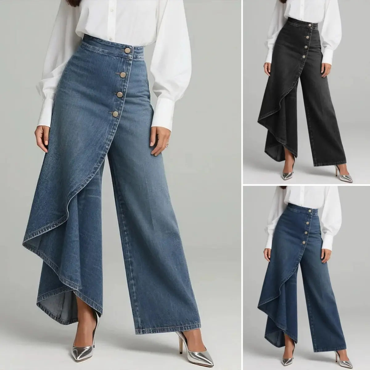 🥇🥇【S-3XL】Vaqueros de mujer de talle alto y perneras anchas, corte holgado y diseño elegante.