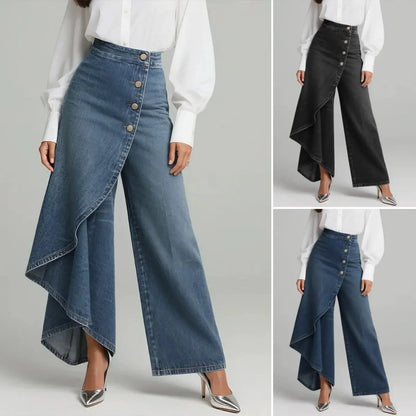 🥇🥇【S-3XL】Vaqueros de mujer de talle alto y perneras anchas, corte holgado y diseño elegante.