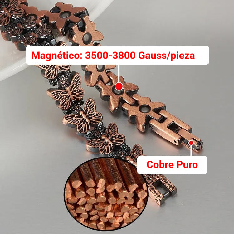 🦋✨ Pulsera magnética de cobre con mariposa ajustable Elegante, cómoda y perfecta para cualquier ocasión 💖