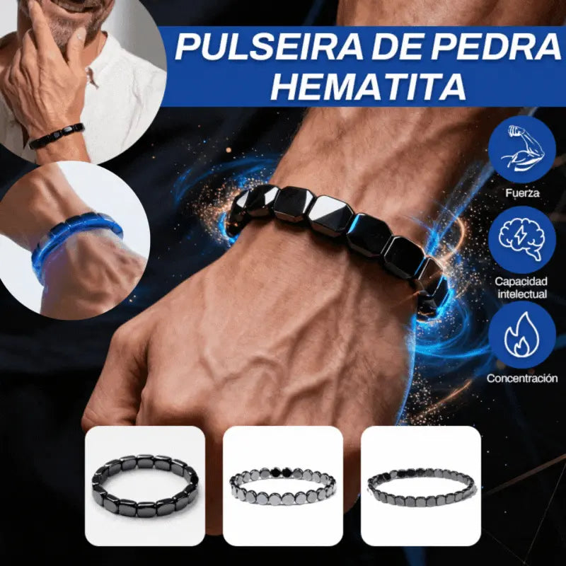 【Compra 1 y llévate 1 gratis】2 piezas 23euros🔥Pulsera de energía de hematita y ónix negro｜Recupera tu fuerza y confianza masculina