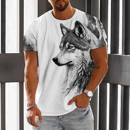 🔥【2XS-6XL】👕 Nova moška bombažna majica z motivom volka