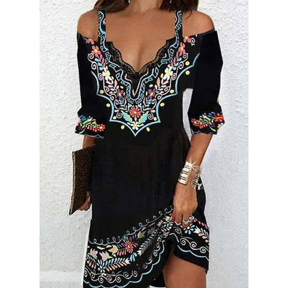 👗🌸【S-5XL】Nuevo vestido con hombros al aire para primavera y verano 2026 - efecto seda
