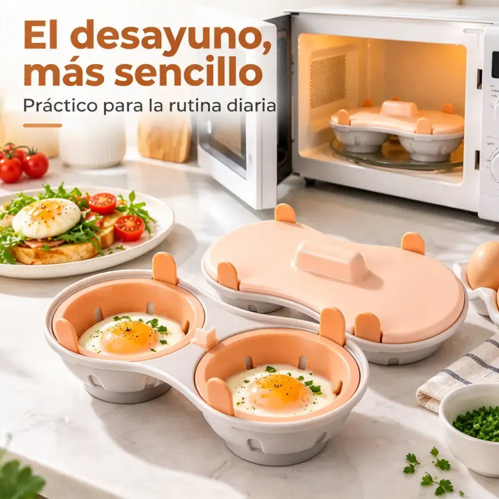 🥚✨ Cocedor de Huevos para Microondas, Vaporera Rápida y Práctica con Tapa, Recipiente de Cocina sin BPA para Huevos Duros, Escalfados y Revueltos en Minutos 🍳