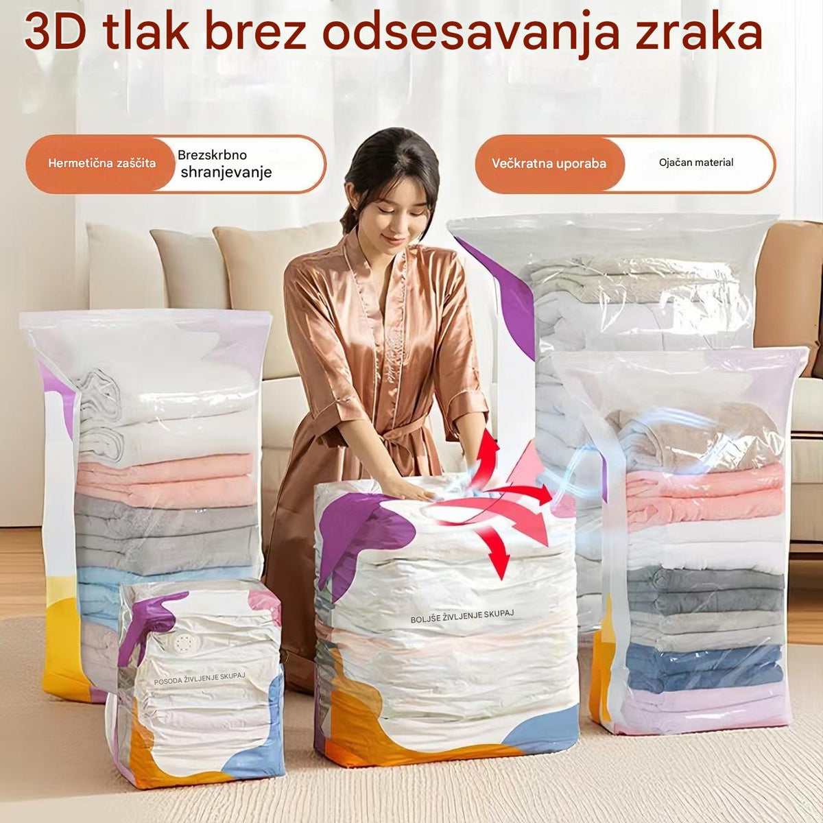 🧳💨【5 kosov za 28 evrov】 Velika, stisljiva vakuumska vrečka za shranjevanje: črpalka ni potrebna, neprepustna in idealna za prihranek prostora v kovčkih in doma ✈️