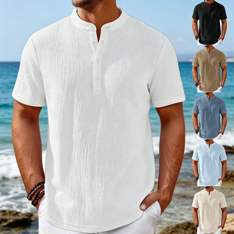 🏖️👔【Sleva 50 %】【S-4XL】Pánská henley košile s výraznou texturou – pohodlná a stylová pro každodenní nošení.