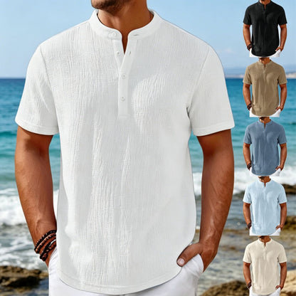 🏖️👔【Sleva 50 %】【S-4XL】Pánská henley košile s výraznou texturou – pohodlná a stylová pro každodenní nošení.
