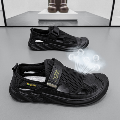 【39-44】🍃Sandalias Baotou para hombre 2026 verano nueva malla de cuero suela suave transpirable