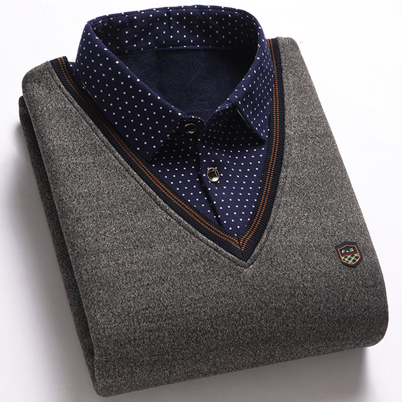 👔 [M-4XL] Nová pánska pletená košeľa z kašmírového zamatu na jeseň a zimu
