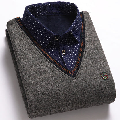 👔 [M-4XL] Nová pánska pletená košeľa z kašmírového zamatu na jeseň a zimu