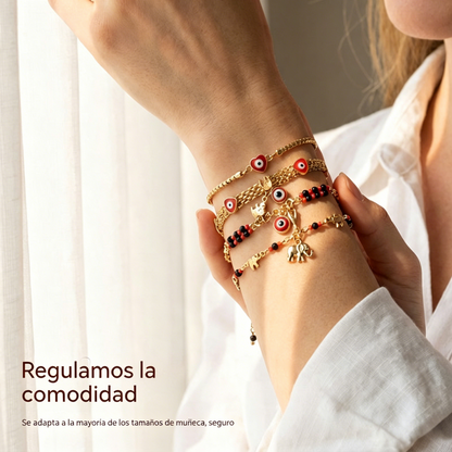 📿 ¡OFERTA POR TIEMPO LIMITADO CON UN 50% DE DESCUENTO! 🌀 Pulsera boho con amuletos y un elefante de la suerte: colgantes simbólicos, forma ajustable, baño de oro y 7 estilos ✨4292596