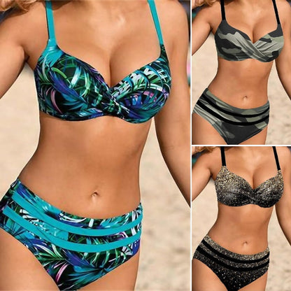 🎀[S~5XL]👙👙2026 Nové velké plavky s děleným potiskem