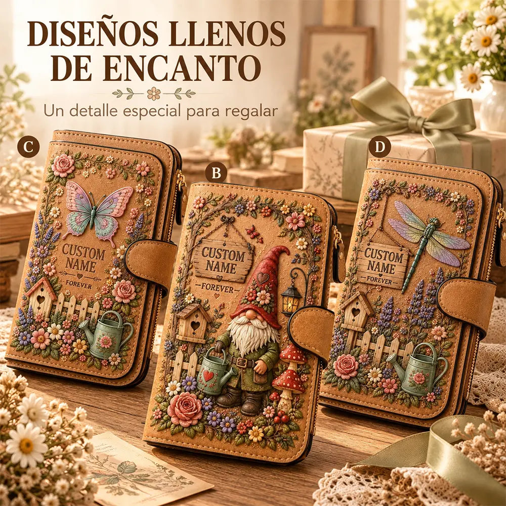 💰💰Cartera personalizada con relieve de jardín