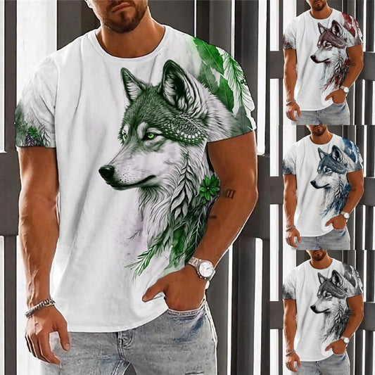 🔥【2XS-6XL】👕 Nova moška bombažna majica z motivom volka