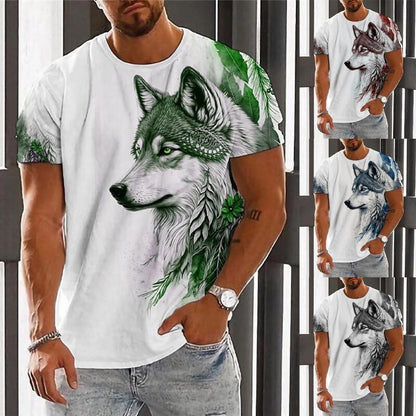 🔥【2XS-6XL】👕 Nova moška bombažna majica z motivom volka