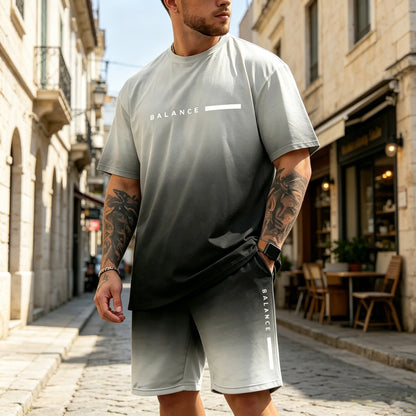 [S-4XL] Új nyári lezser rövid ujjú sport rövid ujjú és rövidnadrág szett