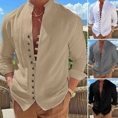 👔 50% de descuento🔥【40-100 kg】Camisa de hombre de algodón y lino, tallas grandes ✅️Pago contra entrega