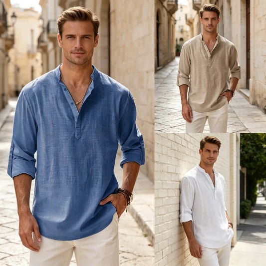 👕😍Zadnji dan - 50 % popust! 【S-5XL】Moške modne srajce iz visokokakovostnega bombaža in lana, zračne in udobne.