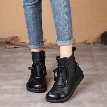 🔥 Őszi akció 【35-40】✨Stílusos valódi bőr bokacsizma – Kényelmes vintage megjelenés
