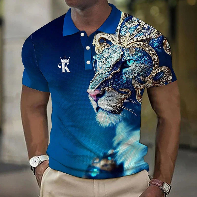 【S-6XL】Moška polo majica s 3D potiskom leva
