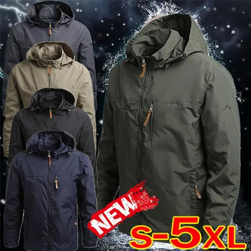 💥【M–5XL】Moška vetrovna in vodoodporna jakna s kapuco