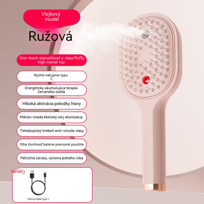 💖💨Hřeben s funkcí rozprašování, který se spouští jediným tlačítkem a účinně zabraňuje zamotávání vlasů.