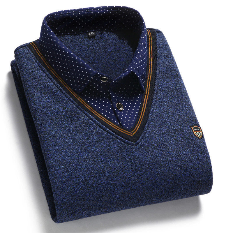 👔 [M-4XL] Nová pánska pletená košeľa z kašmírového zamatu na jeseň a zimu
