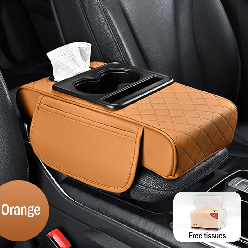 Univerzalna usnjena podloga za roke 4 v 1 ✅ vgrajena škatla za robčke ✅ držalo za skodelico