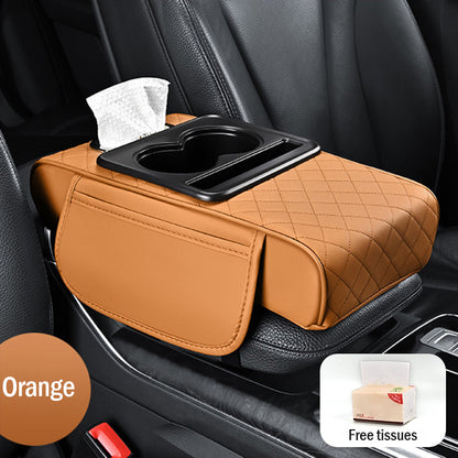 Univerzalna usnjena podloga za roke 4 v 1 ✅ vgrajena škatla za robčke ✅ držalo za skodelico