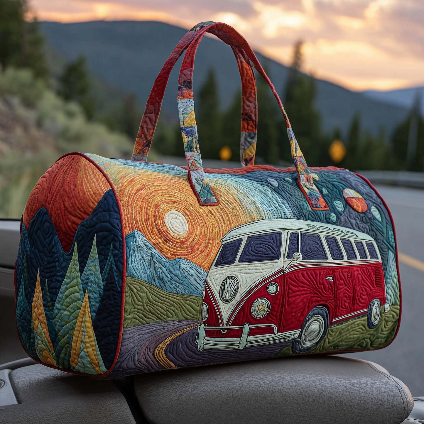 👜💐【(16x8x8) palců】Polstrovaná cestovní taška Hippie Van 4245126