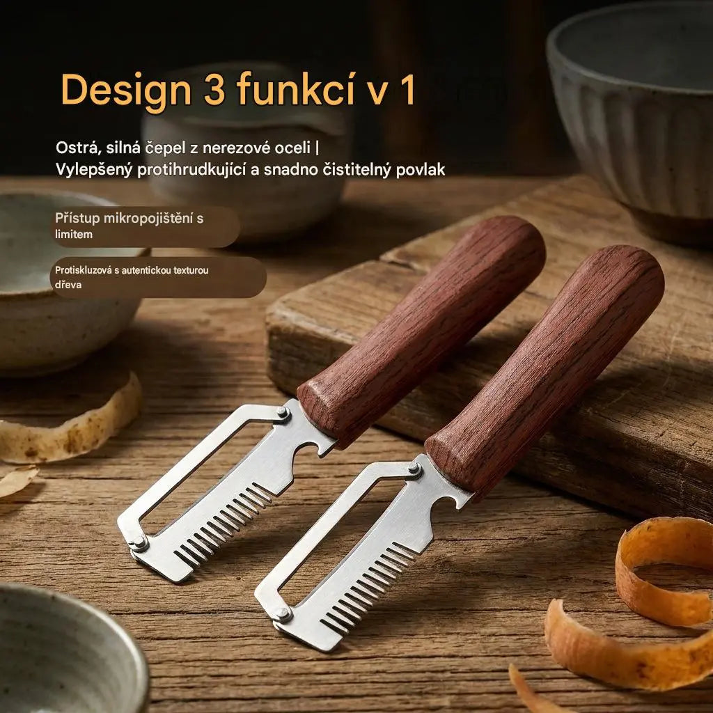 ✅Kupte 1, dostanete 1 zdarma (2 položky) 🧅🔪 Multifunkční kuchyňská škrabka 3 v 1: Loupejte, krájejte a otevírejte lahve! 🔥