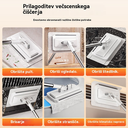 🔥【Komplet 4】Večfunkcijski mop s sponko za krpo, nov gospodinjski mop, ki ga ni treba prati