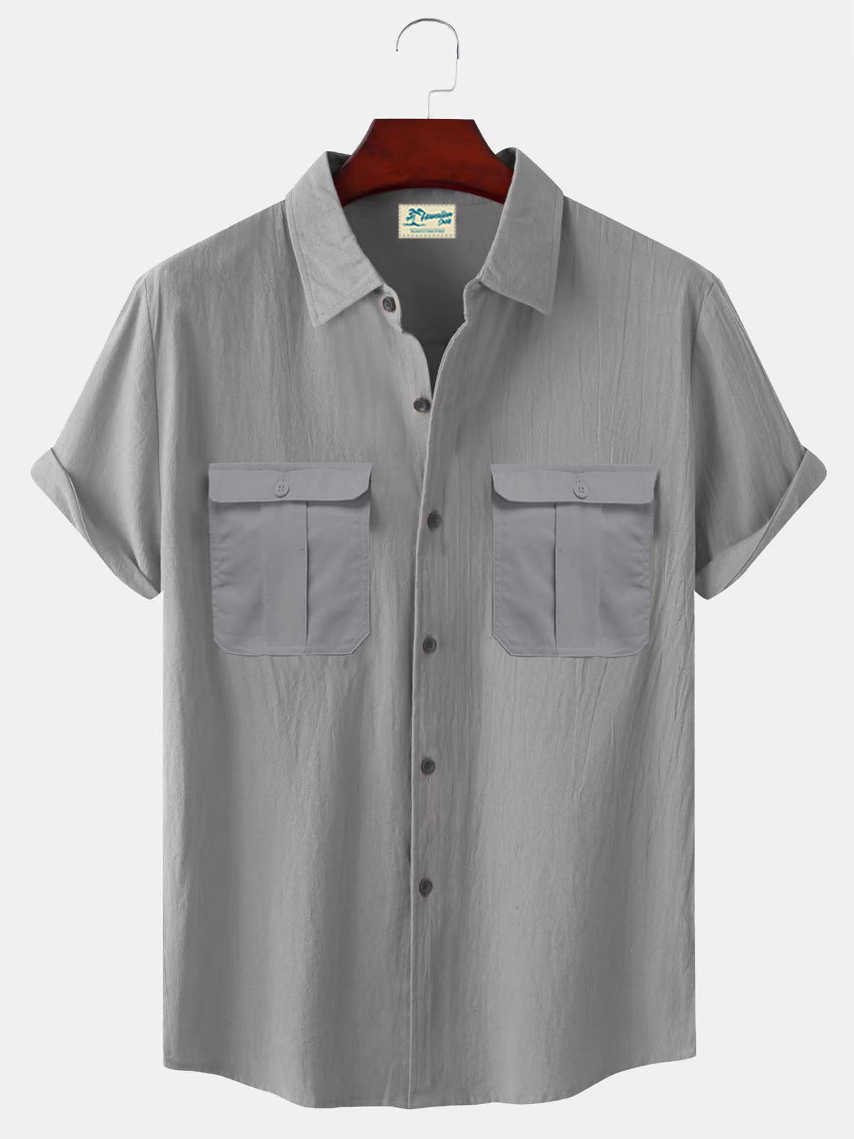 👔【M-5XL】Nová letní pánská jednobarevná lněná košile  4260147