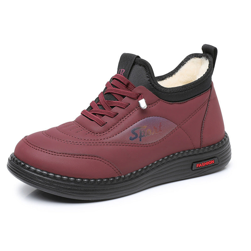 💥👟【35-41】Nuevas botas de invierno de terciopelo y con suela antideslizante para mamás, botas de algodón cálidas, modernas y versátiles, botas de nieve con suela blanda