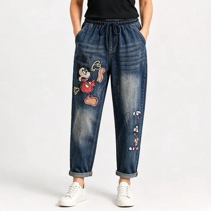 Ženske retro ohlapne kavbojke z vezeninami in elastičnim pasom – harem kavbojke v edinstvenem slogu (velikosti S-5XL, 2 barvi) 👖✨🍂