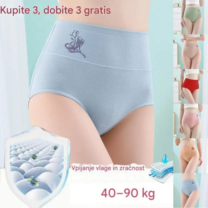 💖Zadnji dan 50 % popusta - 【1 komplet s 6 kosmi】Dvižne spodnje hlačke z visokim pasom in velikim pasom iz čistega bombaža [40–100 kg]