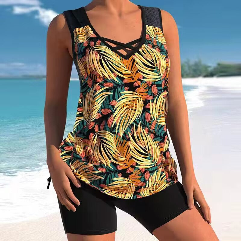 🔥【Zadnji dan - 50% popust!】【S-5XL】🩱 Modne dvodelne kopalke s hitrim sušenjem in potiskom - udobne in elegantne, popolna izbira za poletje 🌊🌴