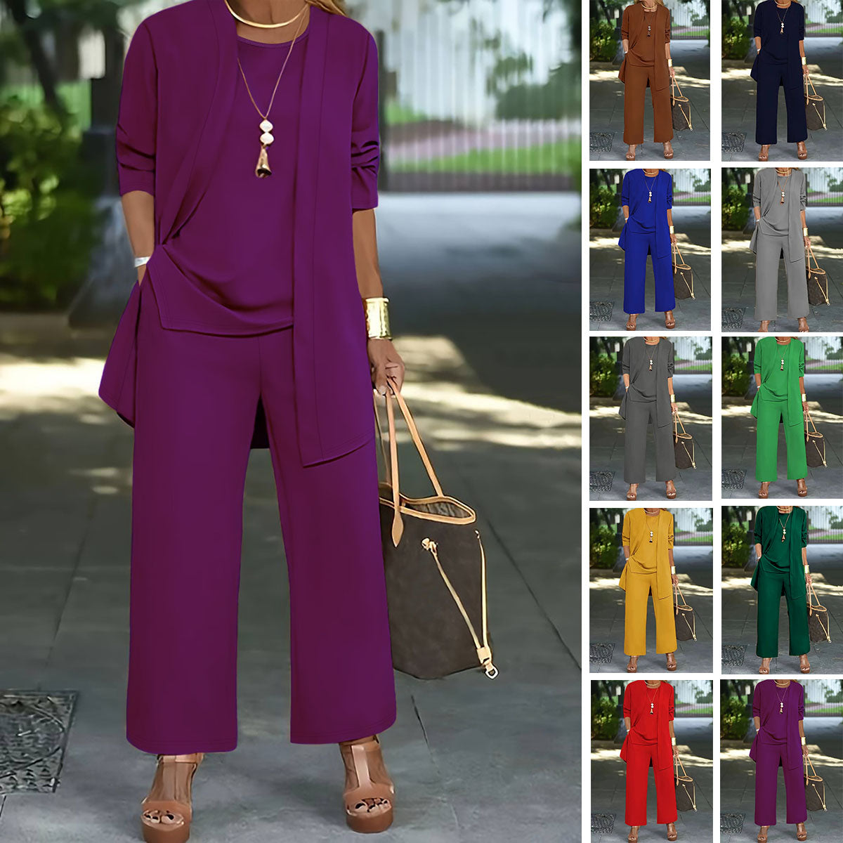 🧥Elegantni ženski komplet iz treh delov s širokim krojem🍂