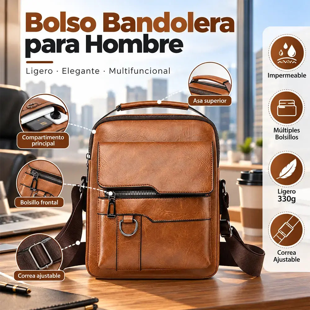 🔥Nueva promoción 50% de descuento 👜 Bolsa moderna y casual de cuero para hombre, gran capacidad