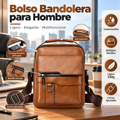 🔥Nueva promoción 50% de descuento 👜 Bolsa moderna y casual de cuero para hombre, gran capacidad