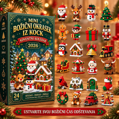 24-dnevni mini adventni koledar z božičnimi okraski iz kock