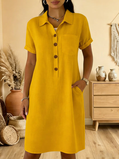 ⏳ Oferta por tiempo limitado! ⏰🍋 【S-3XL】Vestido de algodón para mujer con bolsillos