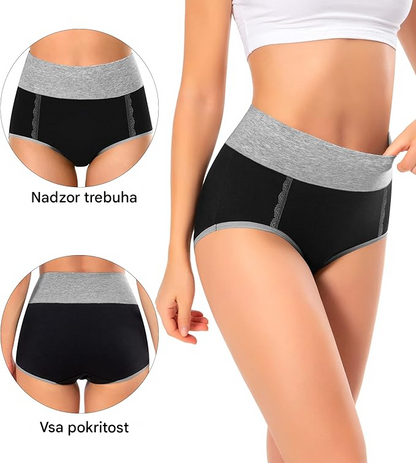 😍[1 komplet 5 kosov] Antibakterijsko spodnje perilo z visokim pasom iz čistega bombaža, ki odvaja vlago