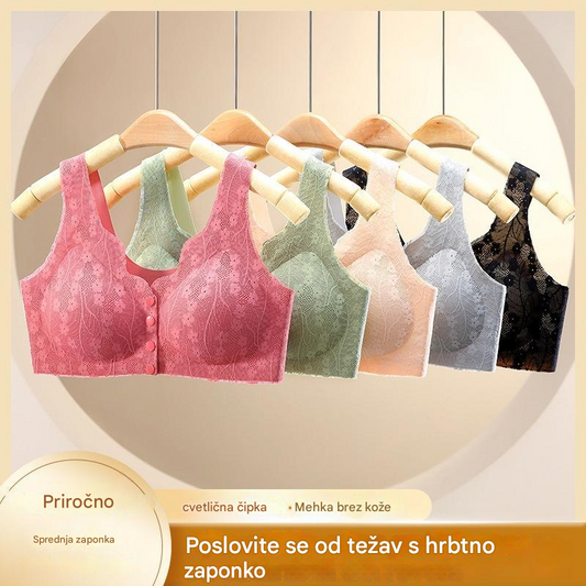 😍【Paket 3 kosov】Brezžični ženski nedrček z gumbi spredaj ❤️【40-100 kg】
