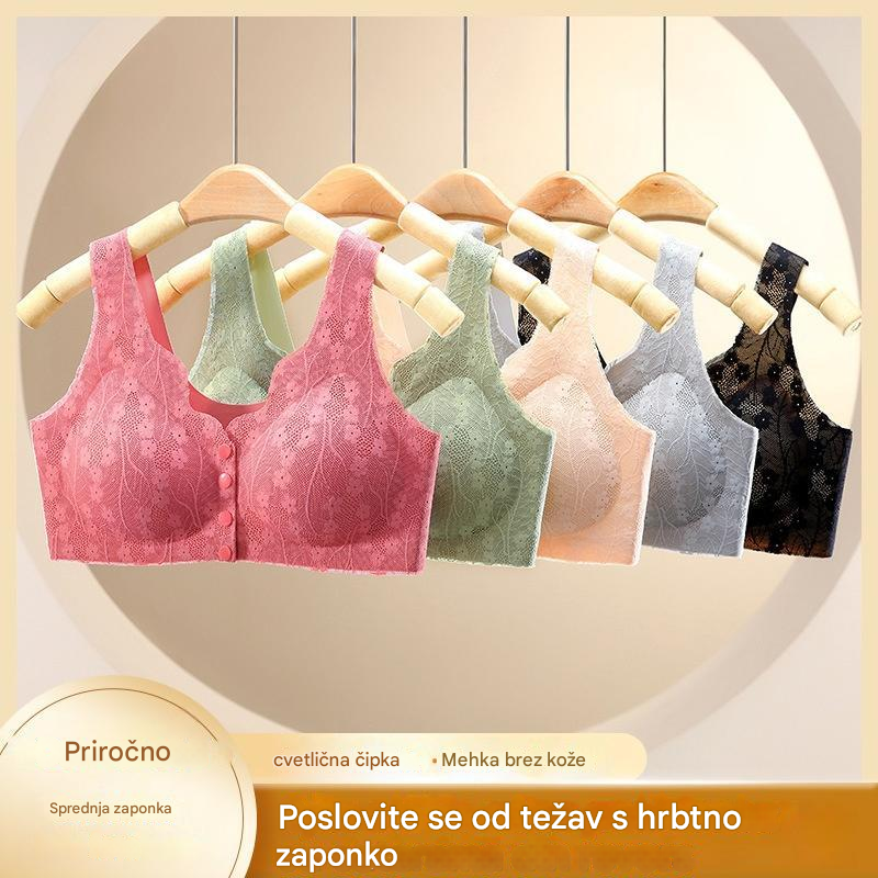 😍【Paket 3 kosov】Brezžični ženski nedrček z gumbi spredaj ❤️【40-100 kg】